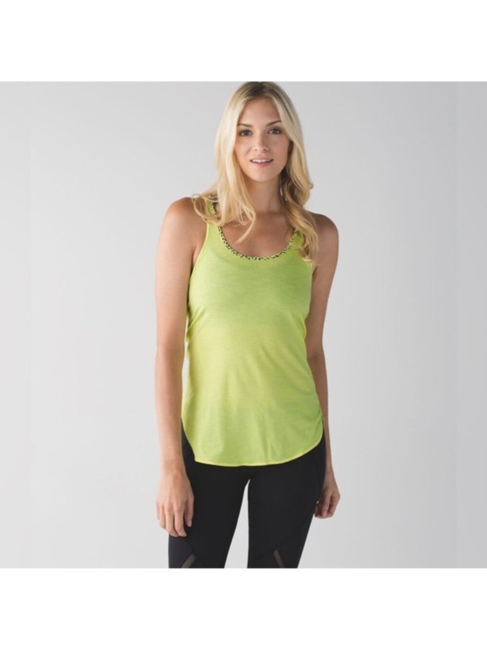 Lululemon Tank What The Sport Singlet Heathered Clarity Yellow Size 6
